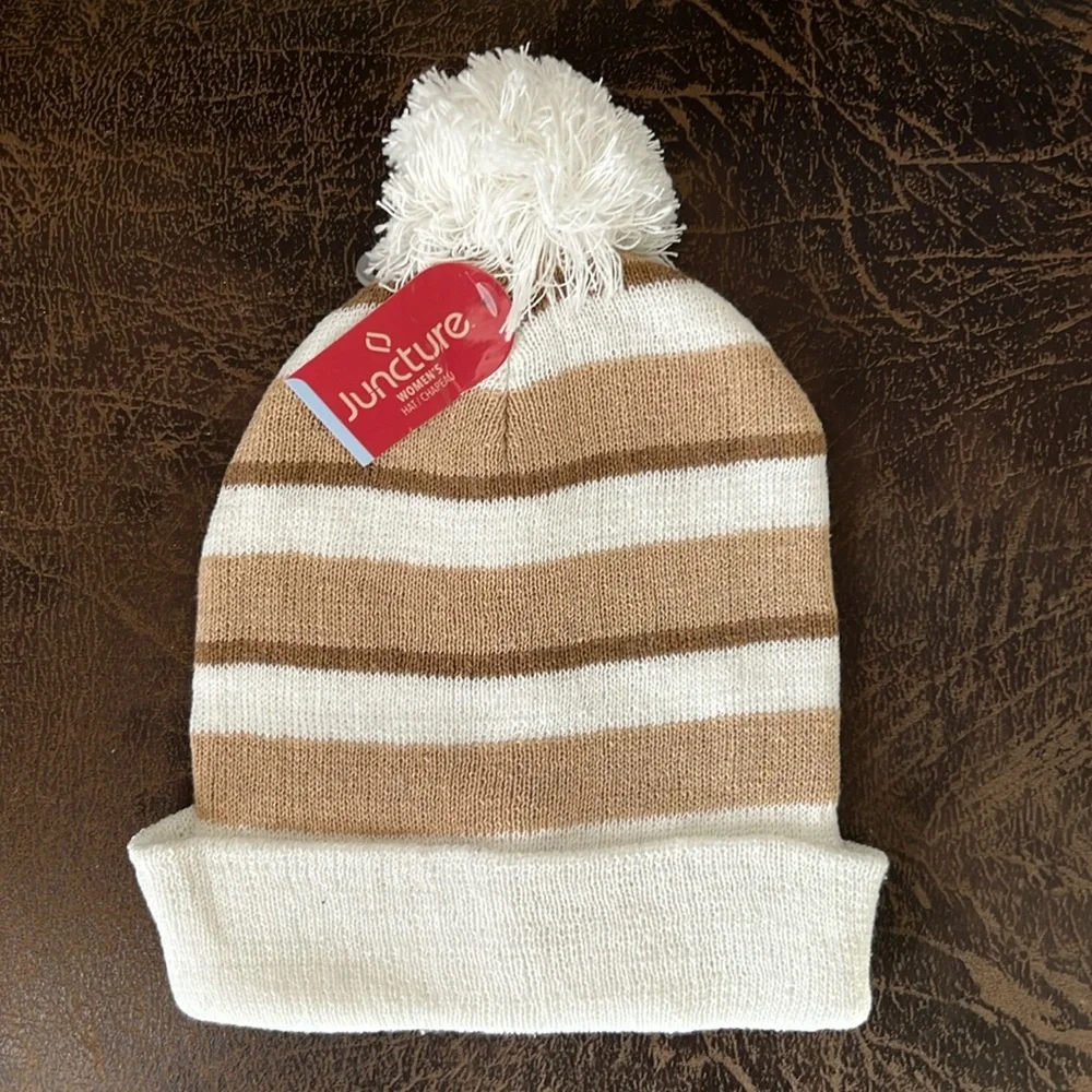 Juncture Women’s Striped Hat- Tan & White